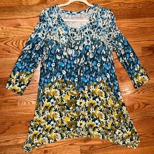 LOGO By Lori Goldstein Floral Tunic Top Sz M